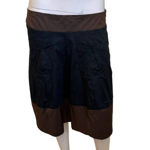 Anthropologie Left of Center Brown & Black Colorblocked Skirt w/Pockets sz 8 NWT